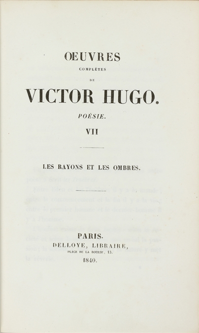 HUGO, Victor : Œuvres complètes de Victor Hugo. Poésie. VII....