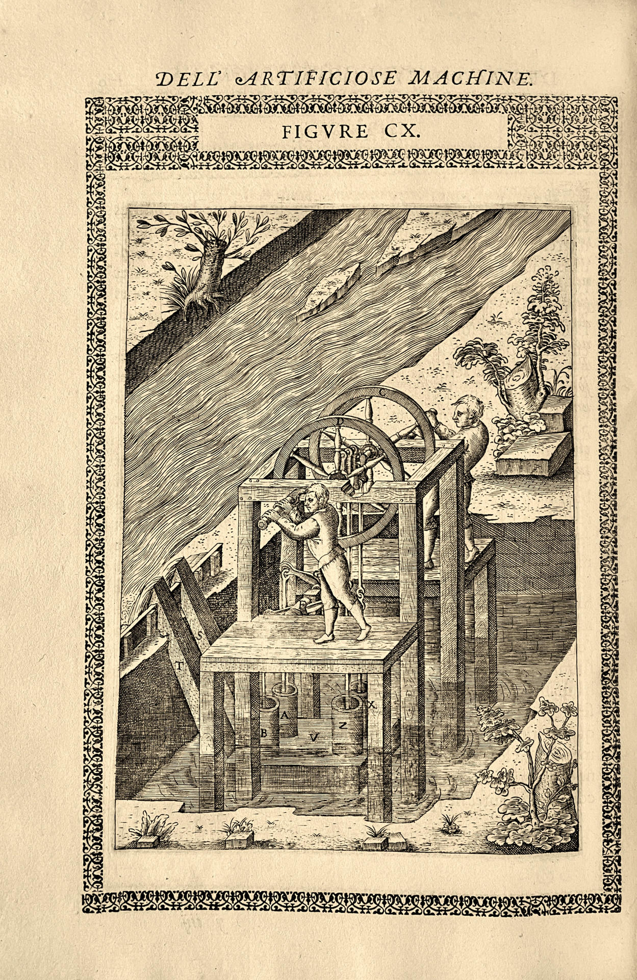 A Crane, illustration from Diverse Imaginary Machines by Agostino Ramelli,  published in Paris in 1588 (copper plate engraving)
